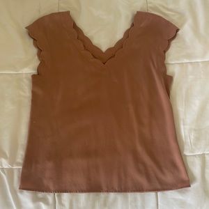 Express Blush Pink Lightly Worn Scalloped Blouse Size S/P